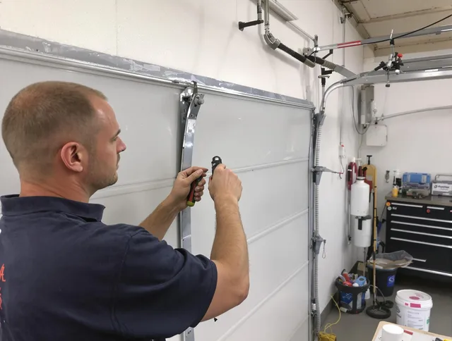 Before and after garage door dent repair by Boynton Beach Garage Door Repair in Boynton Beach