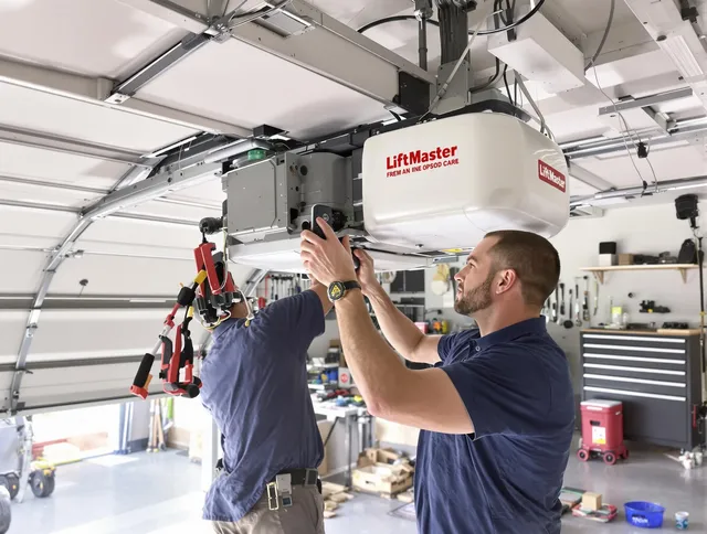Boynton Beach Garage Door Repair technician performing advanced diagnostics on garage opener in Boynton Beach