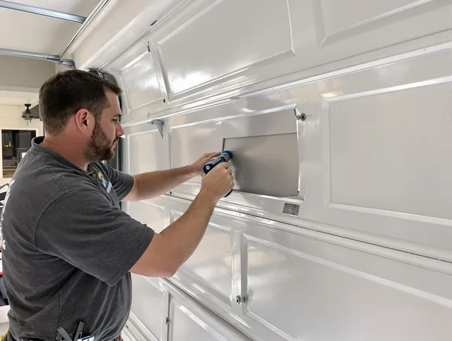 Garage door panel repair by Boynton Beach Garage Door Repair in Boynton Beach